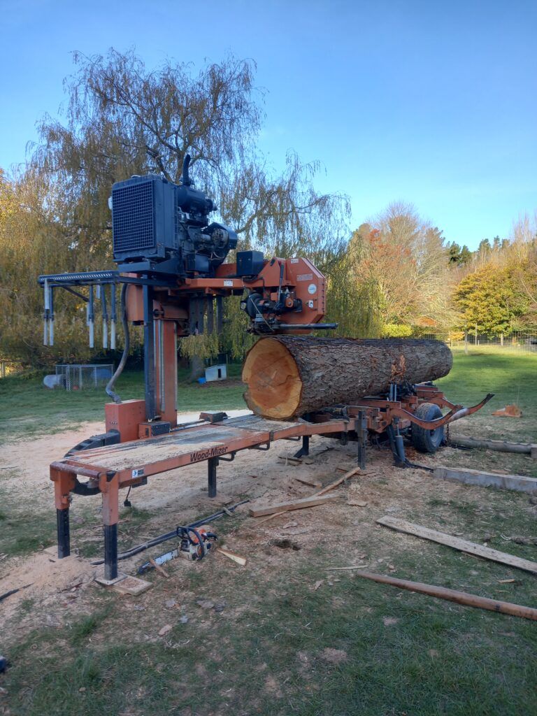 Mobile sawmill and log